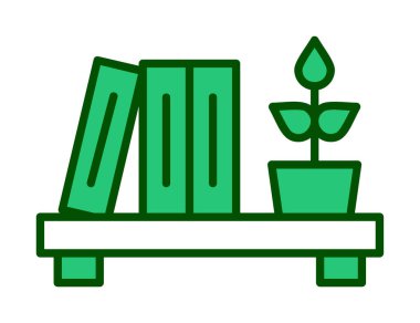 kitaplık düz simge, vektör illüstrasyonu 