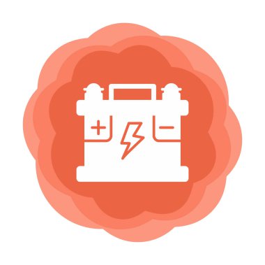 Araba aküsü simgesi. Ağ için Kataloglayıcı imza vektör simgesinin düz çizimi.