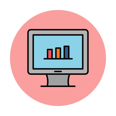 iş grafiği bilgisayar ekranında, vektör illüstrasyonu basit tasarım