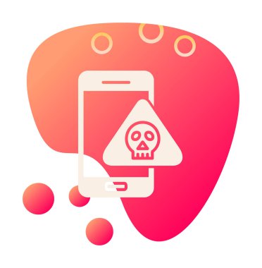 akıllı telefon ve kafatası simgesi tasarımı, tehlike ve uyarı teması, vektör illüstrasyonu