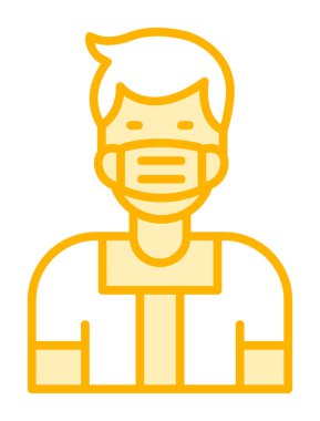 Düz genç adam tıbbi maske taşıyıcısı