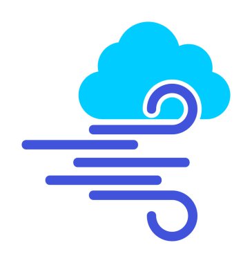 Bulutlu rüzgar simgesi, vektör illüstrasyonu 