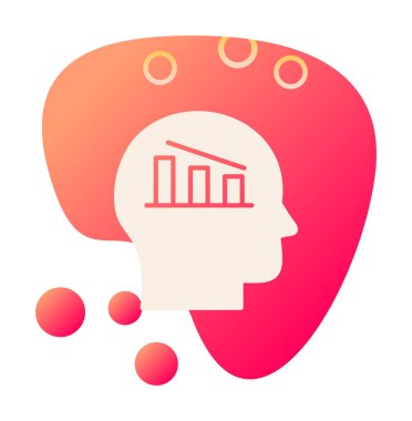 İş grafik simgesine sahip insan kafası, kişisel büyüme simgesi, vektör illüstrasyonu