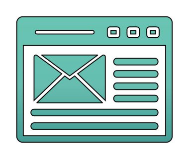 Basit düz bilgisayar e- posta iletisi vektör illüstrasyonu