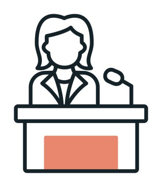 Konuşma standında konuşma yapan kadınlar, vektör illüstrasyonu