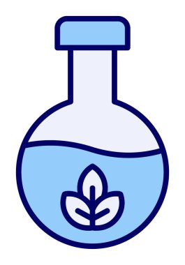 Yaprak ikonu resimli vektör matarası. Kimya konsepti              