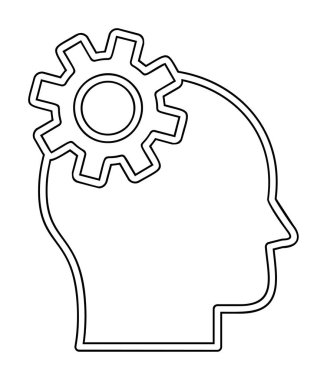 Düşünen baş simgesi, vektör çizimi basit tasarım