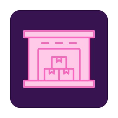 Kutu simgesi ve vektör illüstrasyonlu depo 