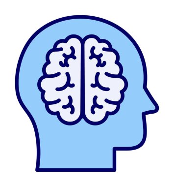 Basit düz beyin simgesi tasarımı çizimi 