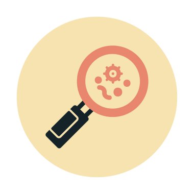 Büyüteç cam simgesi, vektör illüstrasyonlu bakteri denetimi  