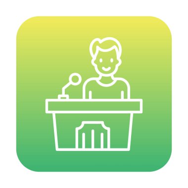 Konuşma standı ikonu, vektör illüstrasyonunda konuşma yapan erkekler