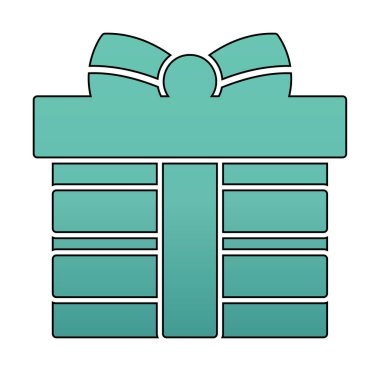 Hediye ikonlu kutu. Düz stil. Vektör çizimi. beyaz arkaplanda izole.