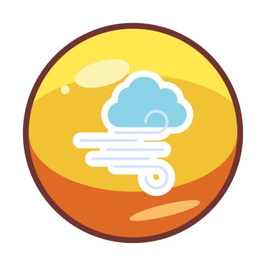 Bulutlu rüzgar simgesi, vektör illüstrasyonu 