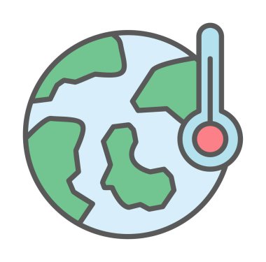 Termometre renk vektörü simgesine sahip dünya, Küresel Isınma kavramı