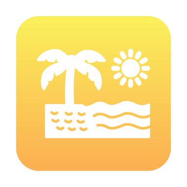 Gün batımı ve deniz ikonu, Plaj ikonu, vektör illüstrasyonu