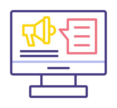 bilgisayar monitörü ve megafon, Dijital Kampanya konsept vektörü