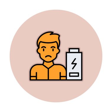 Enerji bataryası olmayan bir adamın vektör çizimi 