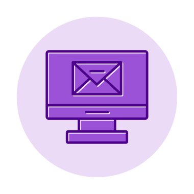 Basit düz bilgisayar e- posta iletisi vektör illüstrasyonu