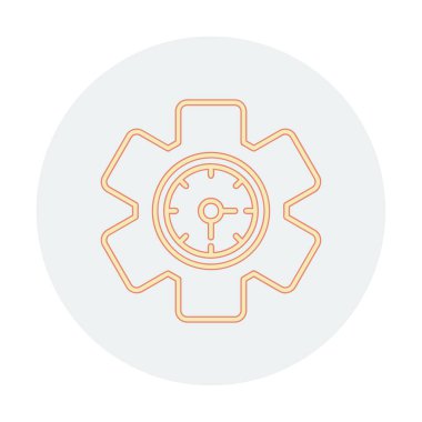 Saat simgesi, vektör illüstrasyonu, zaman sembolü ayarlanıyor. İçerideki saat dişlisi 