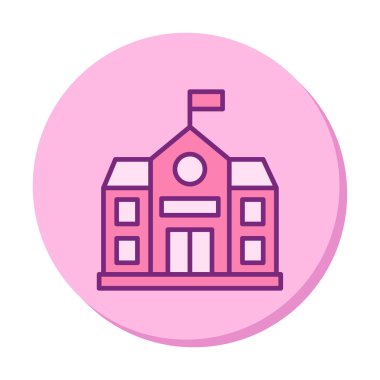 Okul binası simgesi, vektör illüstrasyonu