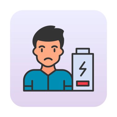 Enerji bataryası olmayan bir adamın vektör çizimi 