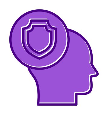 Kalkan ikonlu düz kafa. vektör illüstrasyonu