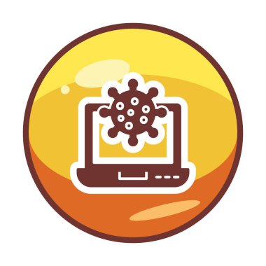 Kalkan virüs simgesine sahip dizüstü bilgisayar, düz dizayn 