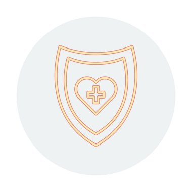 Çapraz ikonlu kalp, vektör çizimi. Sağlık hizmetleri kavramı                             