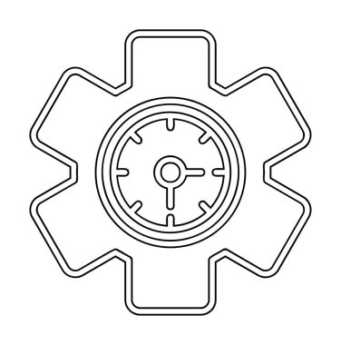 Saat simgesi, vektör illüstrasyonu, zaman sembolü ayarlanıyor. İçerideki saat dişlisi 