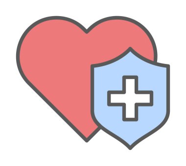 Çapraz ikonlu kalp, vektör çizimi. Sağlık hizmetleri kavramı                             