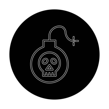 Kafatası vektör illüstrasyonlu bomba simgesi