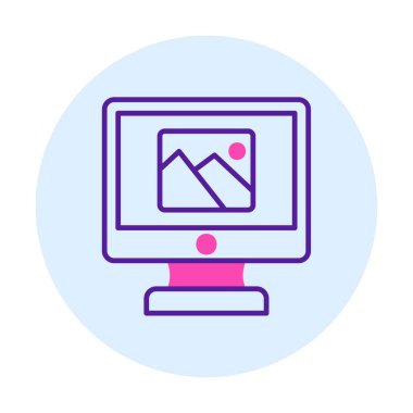 Comoputer galeri simgesi, vektör illüstrasyonu