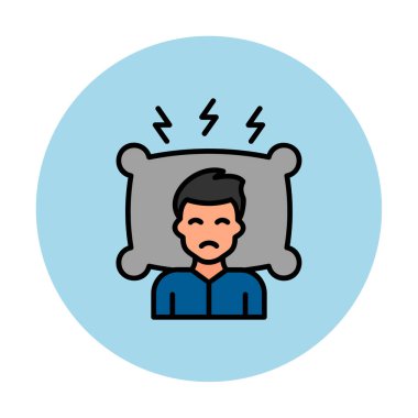 Yastıklı adam, uykusuzluk konsepti vektörü