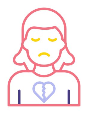 Kırık Kalp ikonu resimli üzgün kadın 