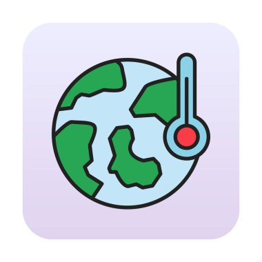 Termometre renk vektörü simgesine sahip dünya, Küresel Isınma kavramı