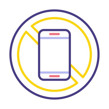 Cep telefonu simgesi yok, vektör illüstrasyonu               