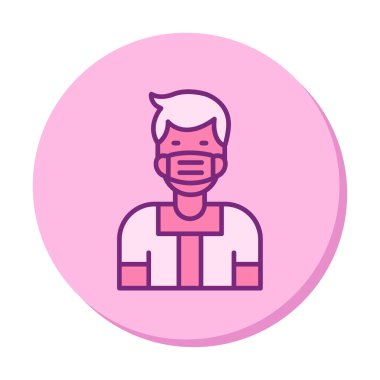 Düz genç adam tıbbi maske taşıyıcısı