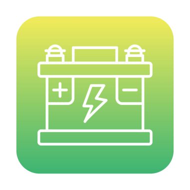 Araba aküsü simgesi. Ağ için Kataloglayıcı imza vektör simgesinin düz çizimi.