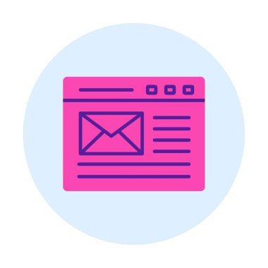 Basit düz bilgisayar e- posta iletisi vektör illüstrasyonu