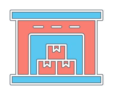 Kutu simgesi ve vektör illüstrasyonlu depo 