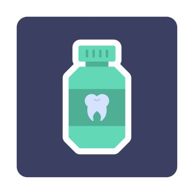 Diş izi simgesi olan ağız gargarası şişesi, vektör illüstrasyonu