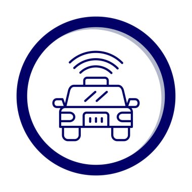 Akıllı araba düz ikonu. Otomobil kontrolüne uzaktan erişim. Nesnelerin İnterneti. Vektör illüstrasyonu 