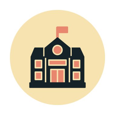 Okul binası simgesi, vektör illüstrasyonu