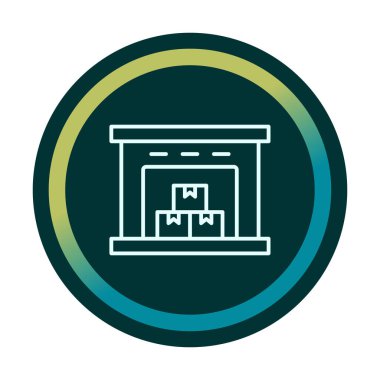 Kutu simgesi ve vektör illüstrasyonlu depo 