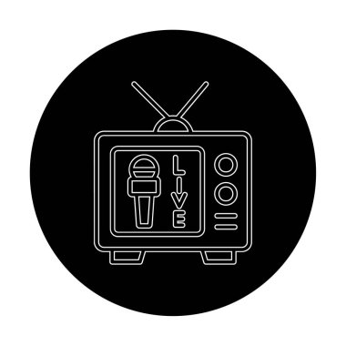 canlı yayın web simgesi, vektör illüstrasyonlu mikrofon 