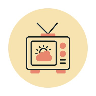 Hava sembollü TV simgesi, vektör illüstrasyonu basit tasarım