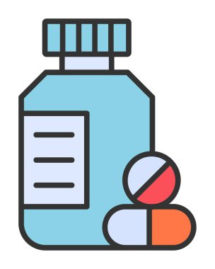 İlaç şişesi, ilaç ikonu, vektör illüstrasyonu                                         