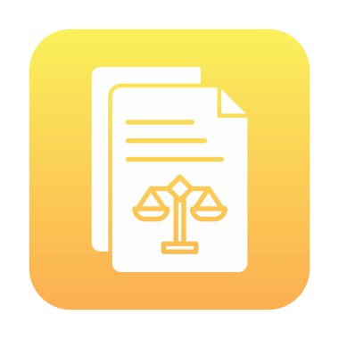 Yasal belgeler satır simgesi. Adalet terazisi imzası. Hüküm doktoru sembolü. Vektör illüstrasyonu 