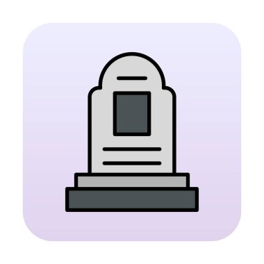 mezar taşı düz simgesi, vektör illüstrasyonu