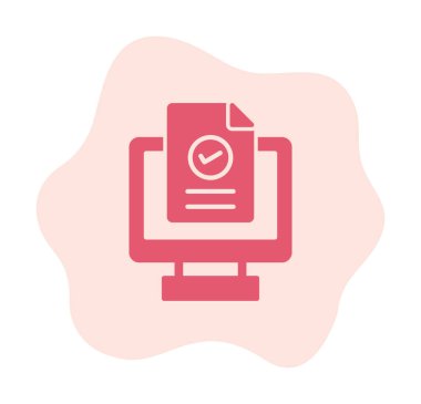 Bilgisayar ekranında web sitesi kayıt simgesi, vektör illüstrasyonu basit tasarım